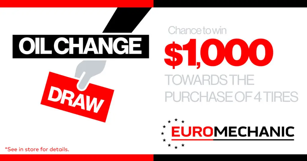 Oil Change Draw: Chance to Win $1,000 Towards 4 Tires